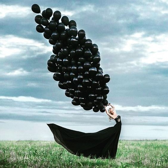 Dev Siyah Uçan Balon Demeti